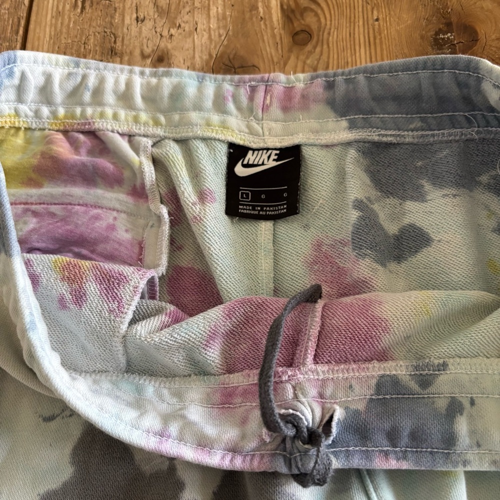 Nike Tie Dye Joggers Fleece Sweatpants Men's Large Gray Blue Splattered Paint - Picture 4 of 11